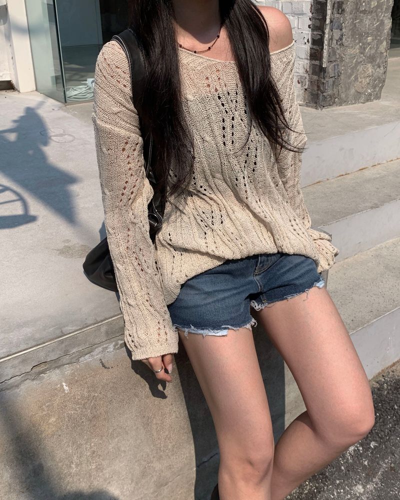 Sand denim shorts