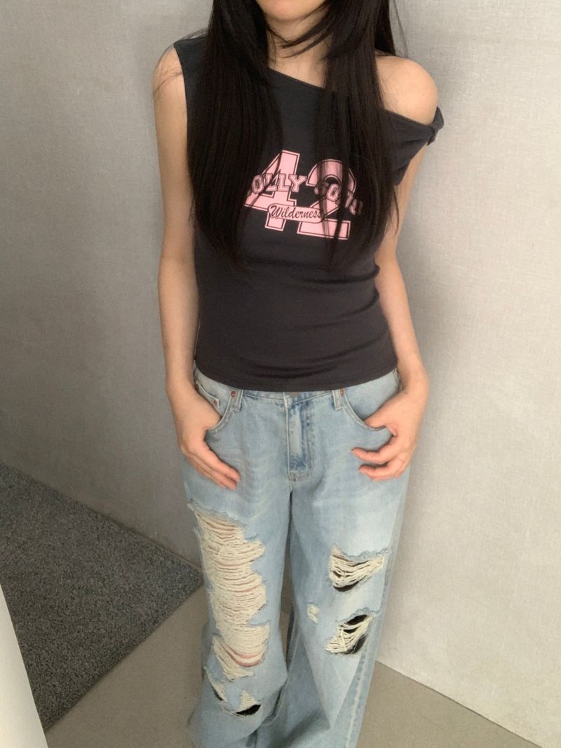 Brandon Distressed Wide-Leg Pants