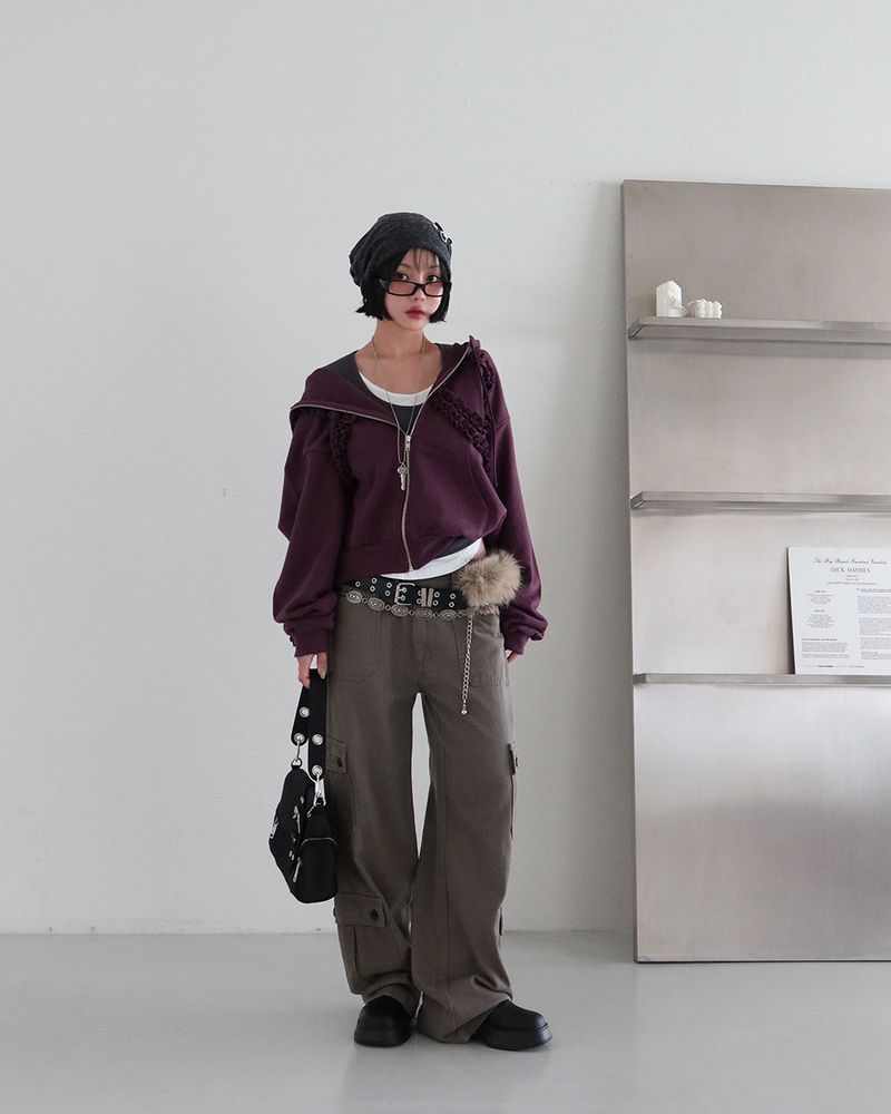 Kitchen button shirring drape beanie