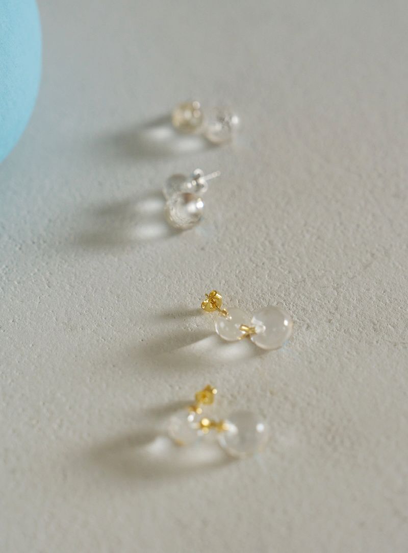 clear quartz earring (2color)