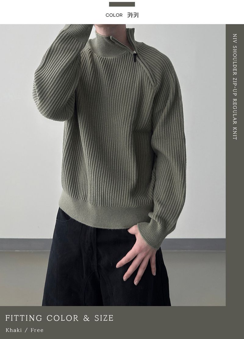 Niv Shoulder Zip-Up Regular Knit