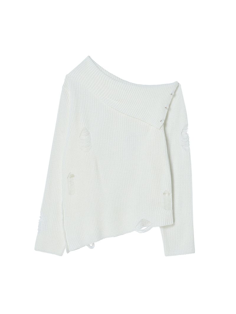 DAMAGE OFF SHOULDER KNIT WHITE