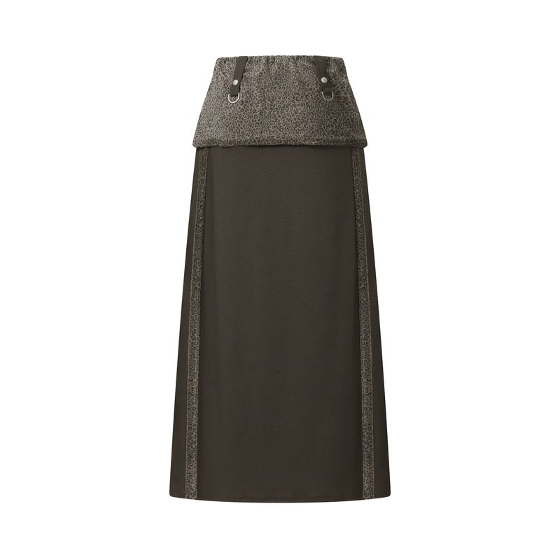 AESIR LEOPARD BELTED POCKET LONG SKIRT