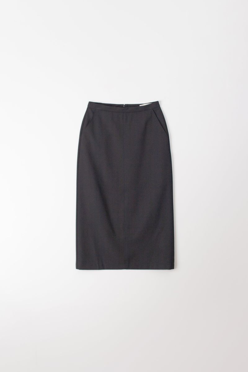 Wool stitch midi skirt (Black)