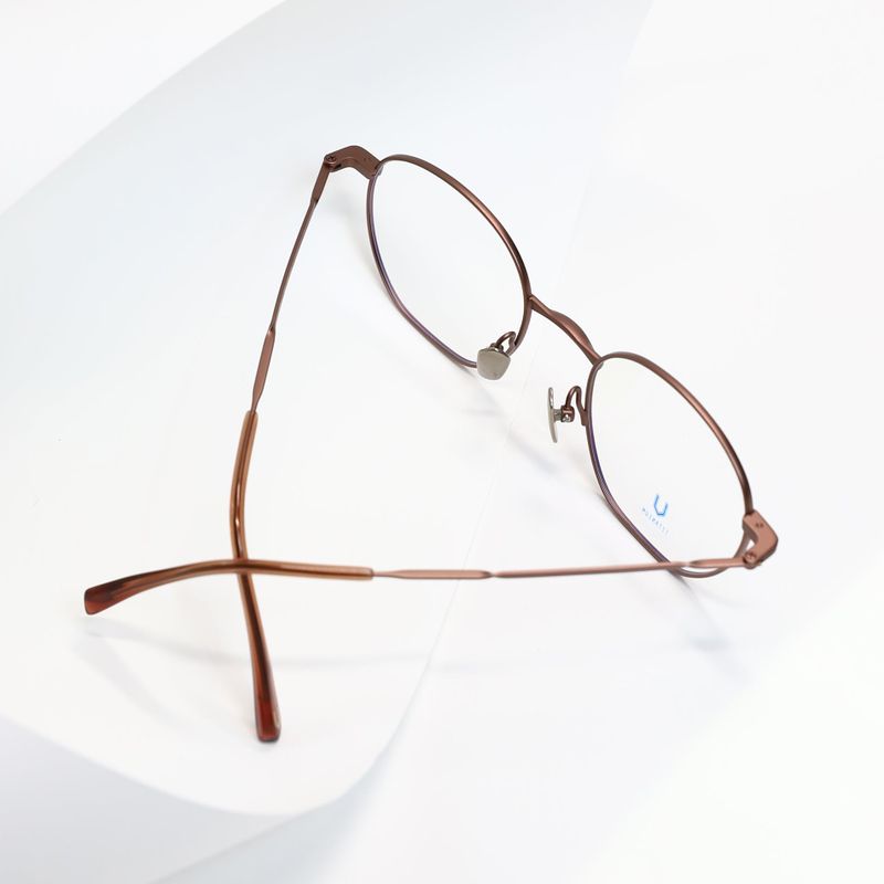 Knouun Round titanium glasses CODE. 101. A PinkBrown