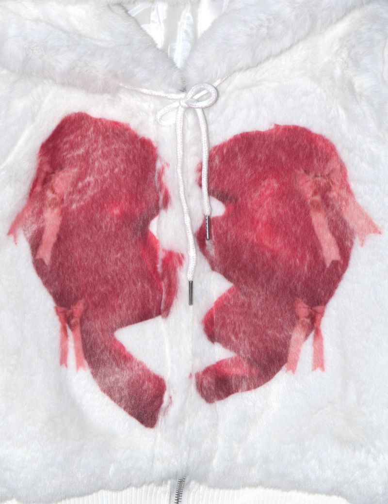 Broken Heart Fluffy Hooded Jacket