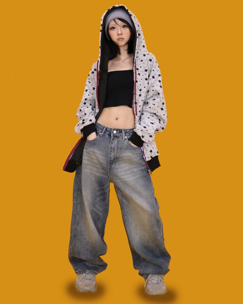 midnight boxy hood zip-up