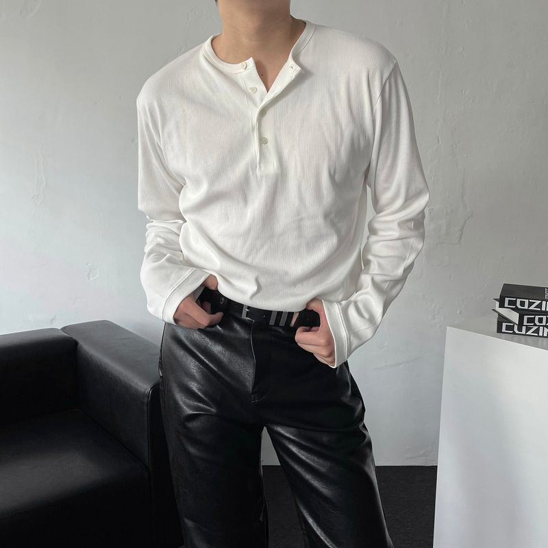 COZINESS（コジネス）の「Wiyu Tom Henley Neck V-neck Long-sleeved T-shirt (3 colors)（Tops）」