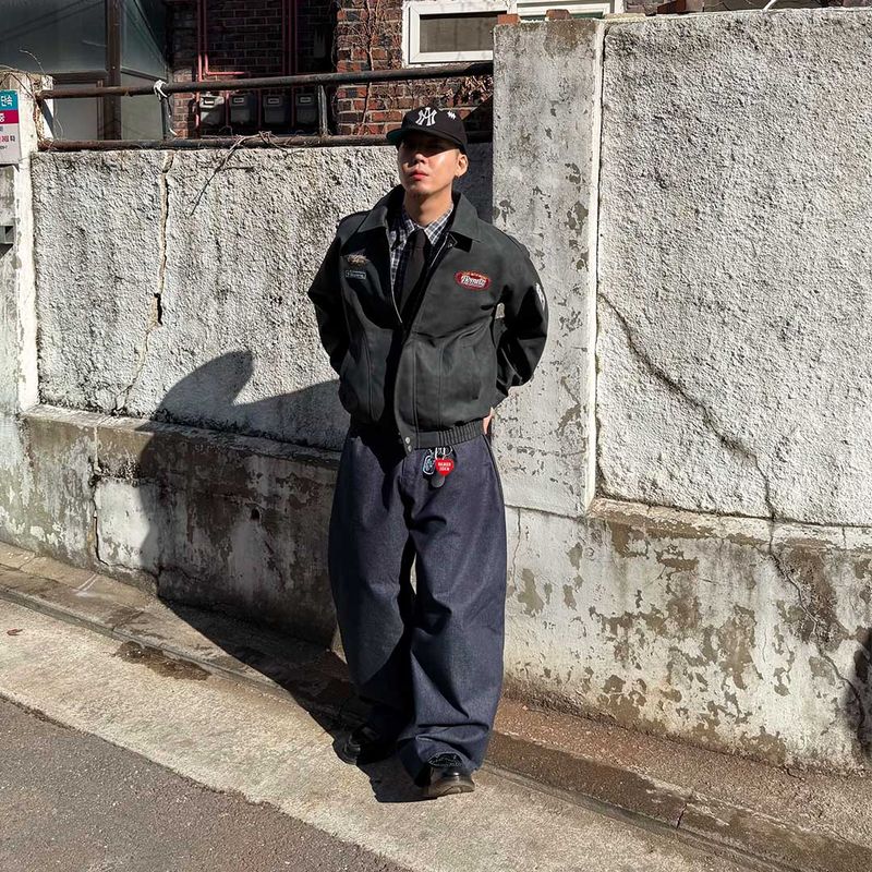 Oversized Vintage Patch Leather Jacket