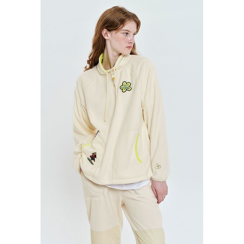 HALF ZIP UP FLEECE TOP [IVORY]
