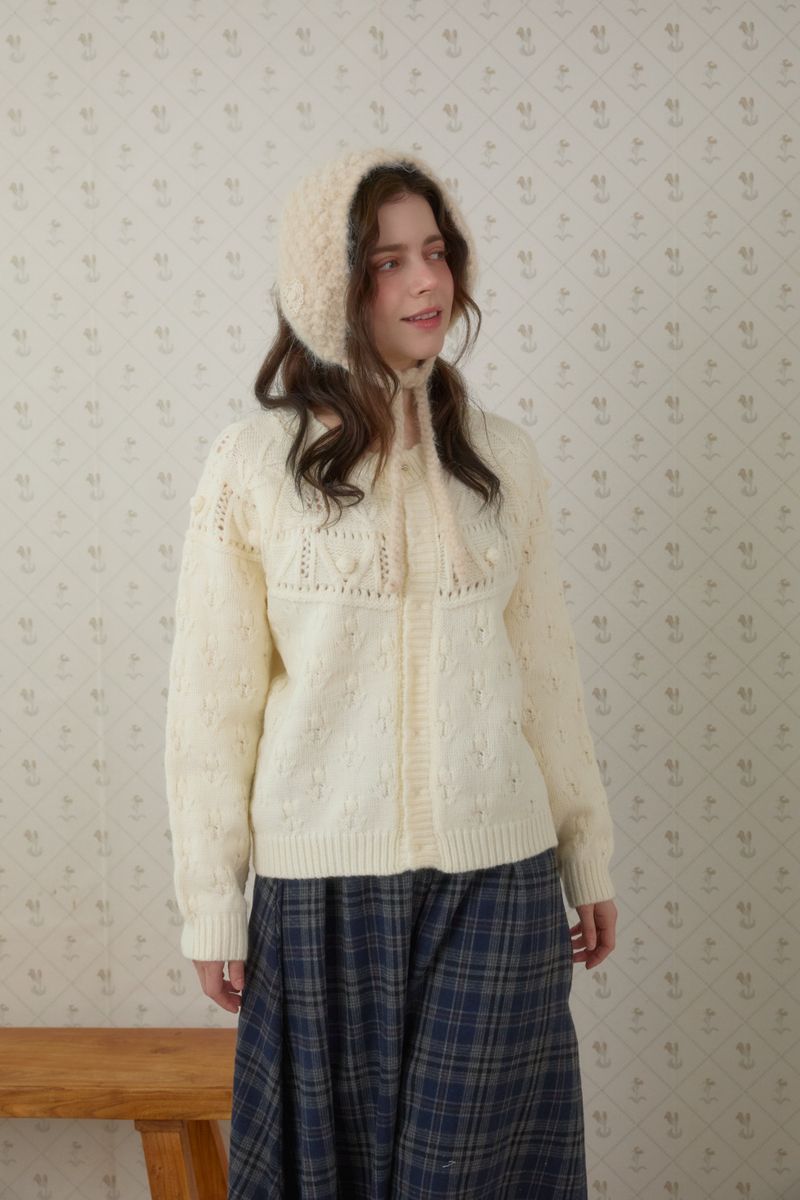 PINK PINEAPPLE(ピンクパイナップル)の「SUGAR POMPOM RIBBON CARDIGAN(Tops)」