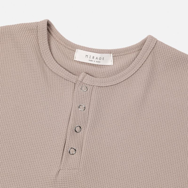 ワッフルヘンリーネックハーフTシャツ
