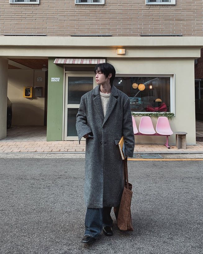 Solive Maxi Long Herringbone Single Coat
