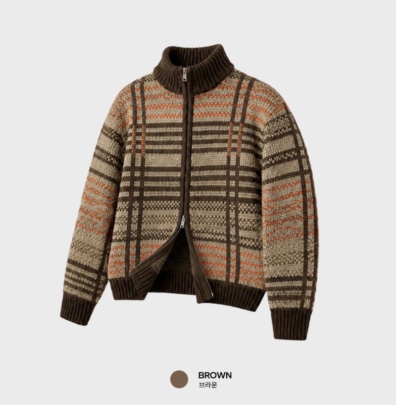 Look Aces High Neck Check Two-Way Knit Zip-Up