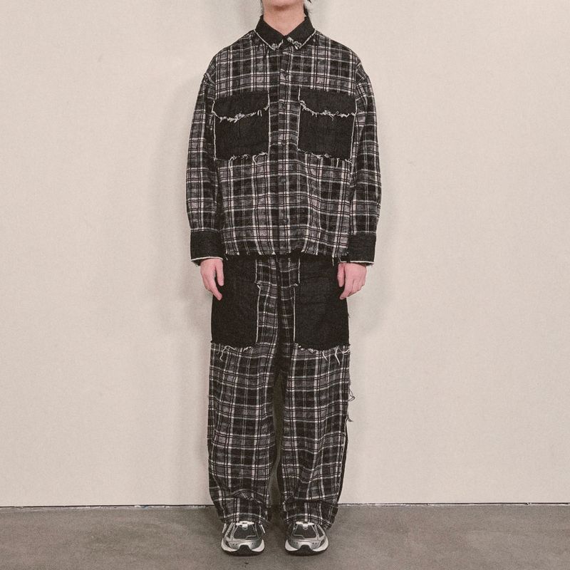 grunge burner check pants_black