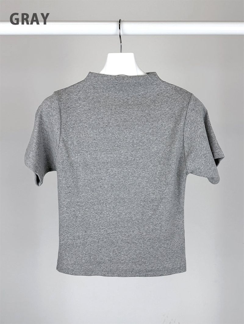 RIBBED HALF NECK TEE (4C)
