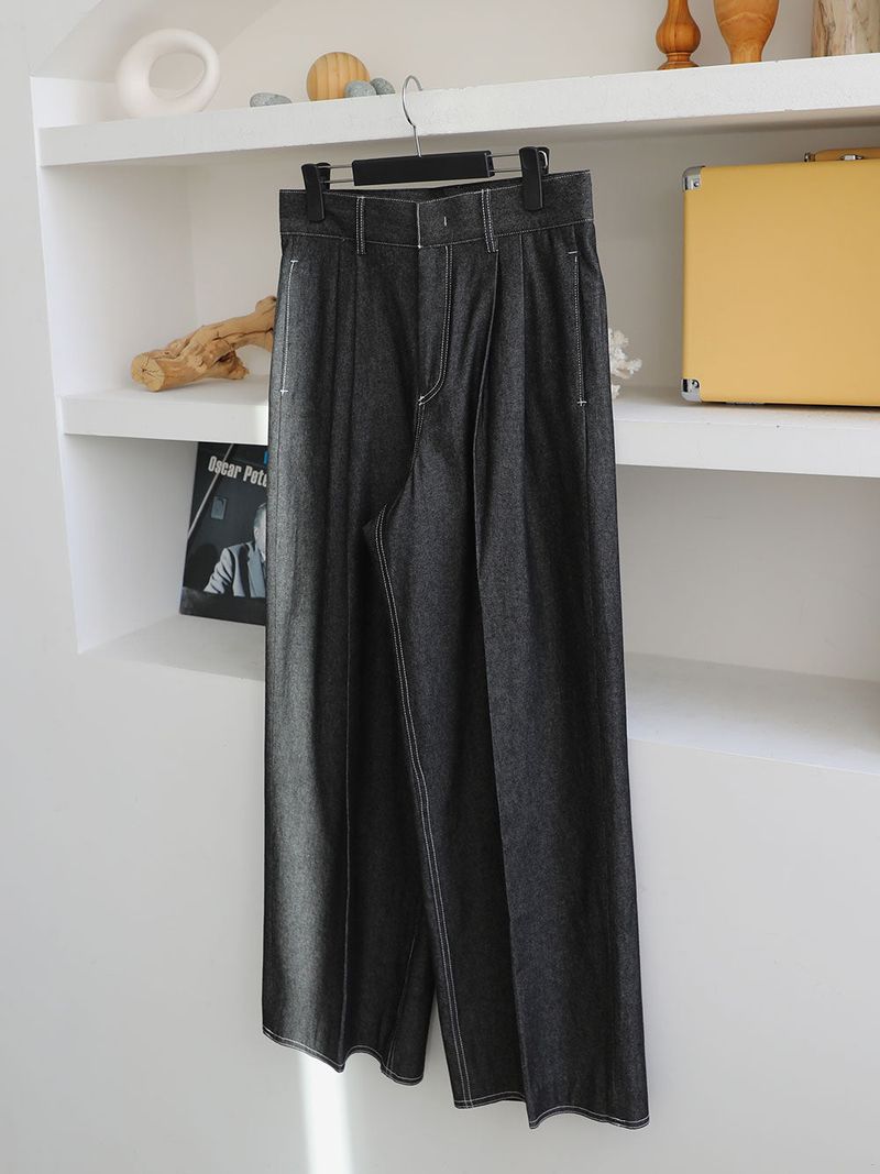 Oh Stitch Denim Slacks (2color)