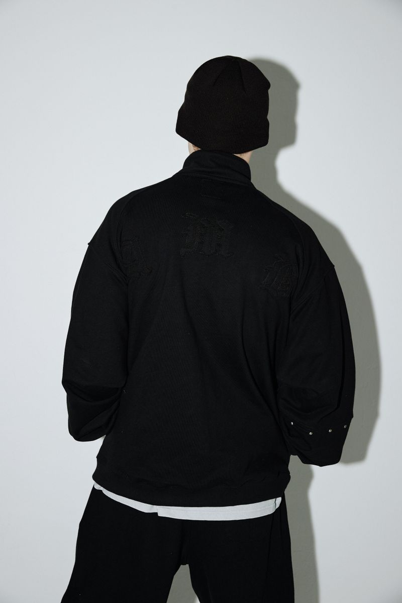 Rivet Wide Sweat Zip-up (Clean-black)