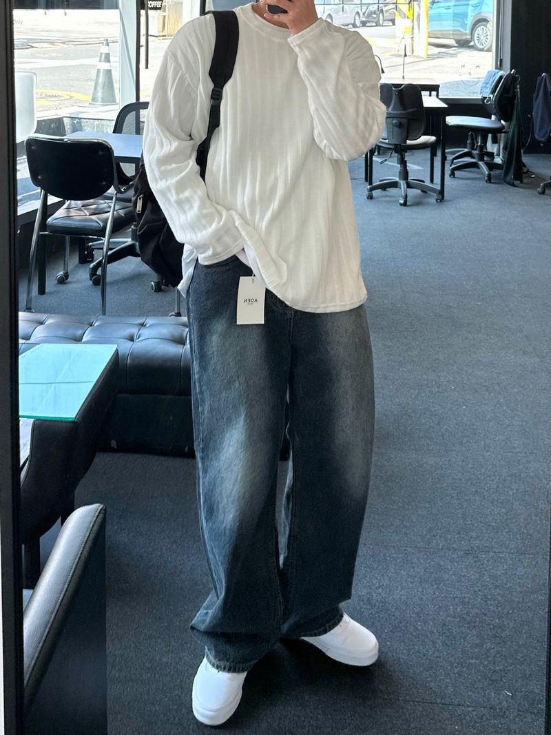 ドローダークブルーデニムパンツ