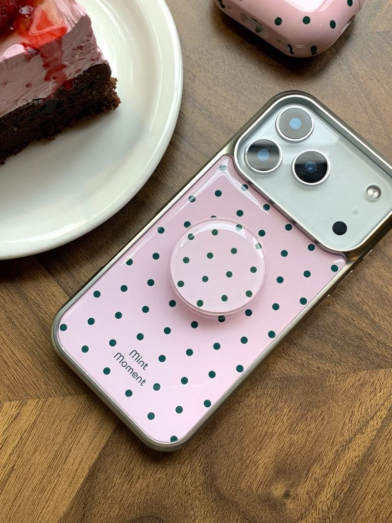 [MADE]ピンクドット シルバーエポキシバンパー iPhoneケース
