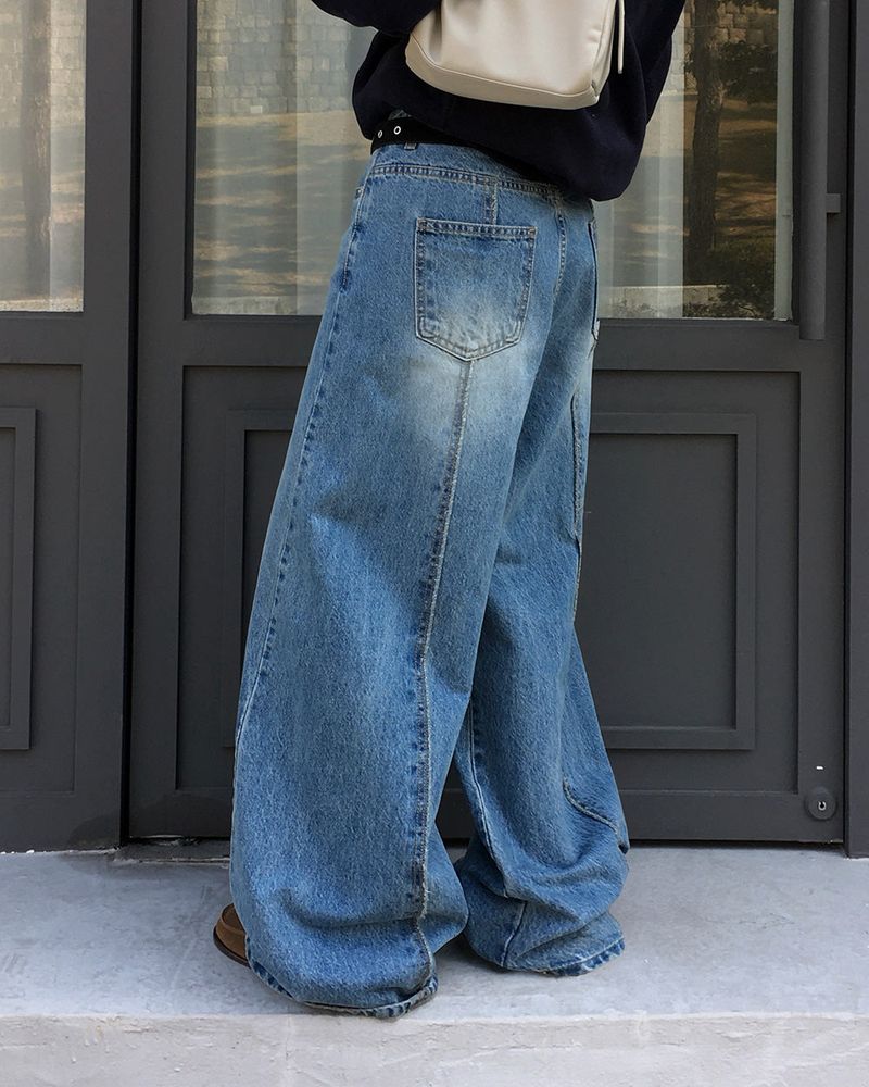 [ORIGINAL] Crew Contrast Wide Denim Pants