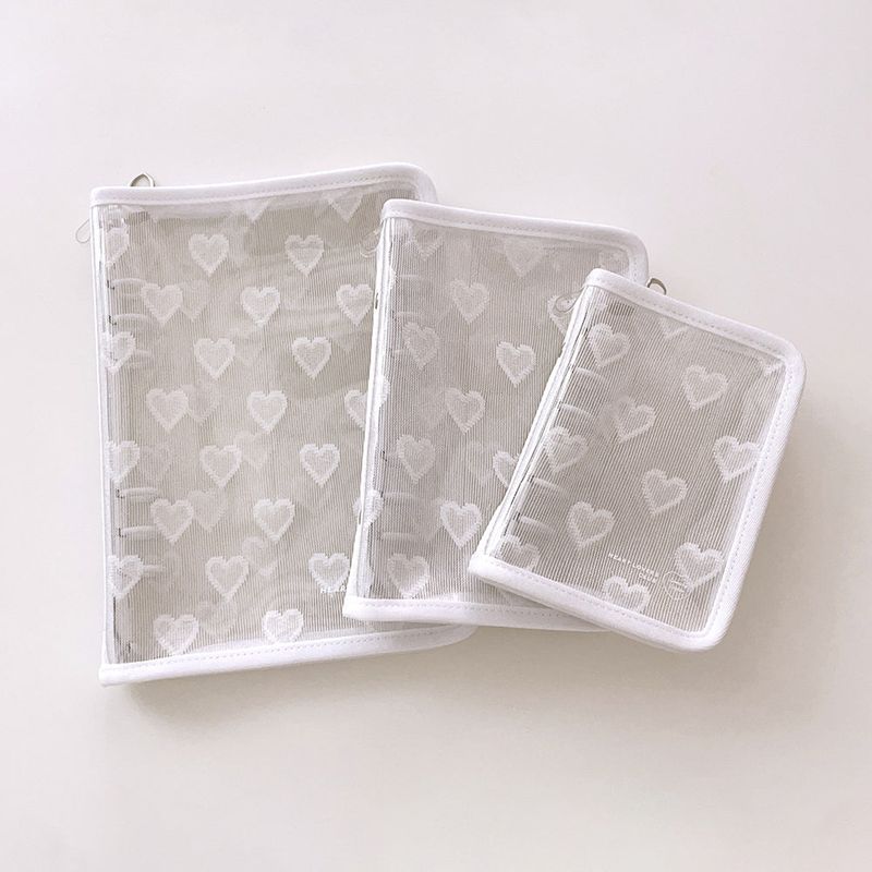 [A7] Heart Lover's Club: 6-ring diary cover - white
