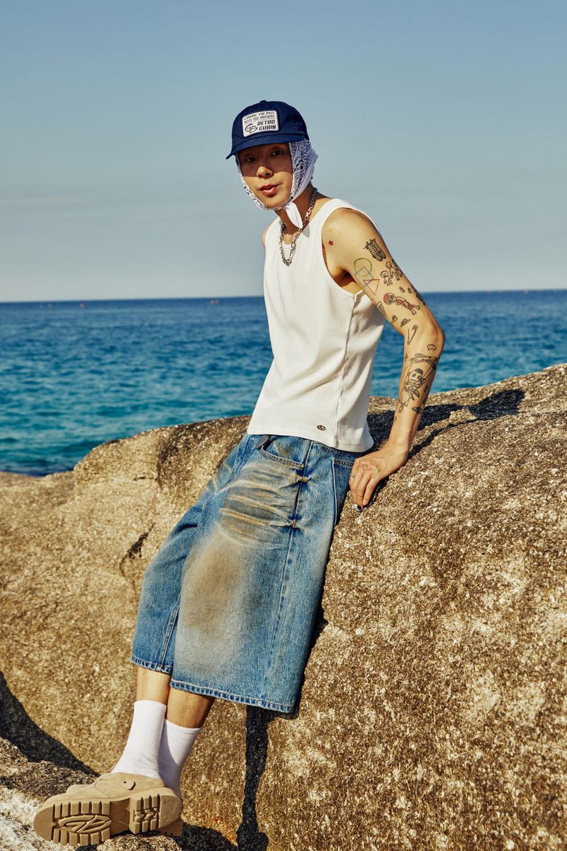 OIL-WASHED BERMUDA PANTS
