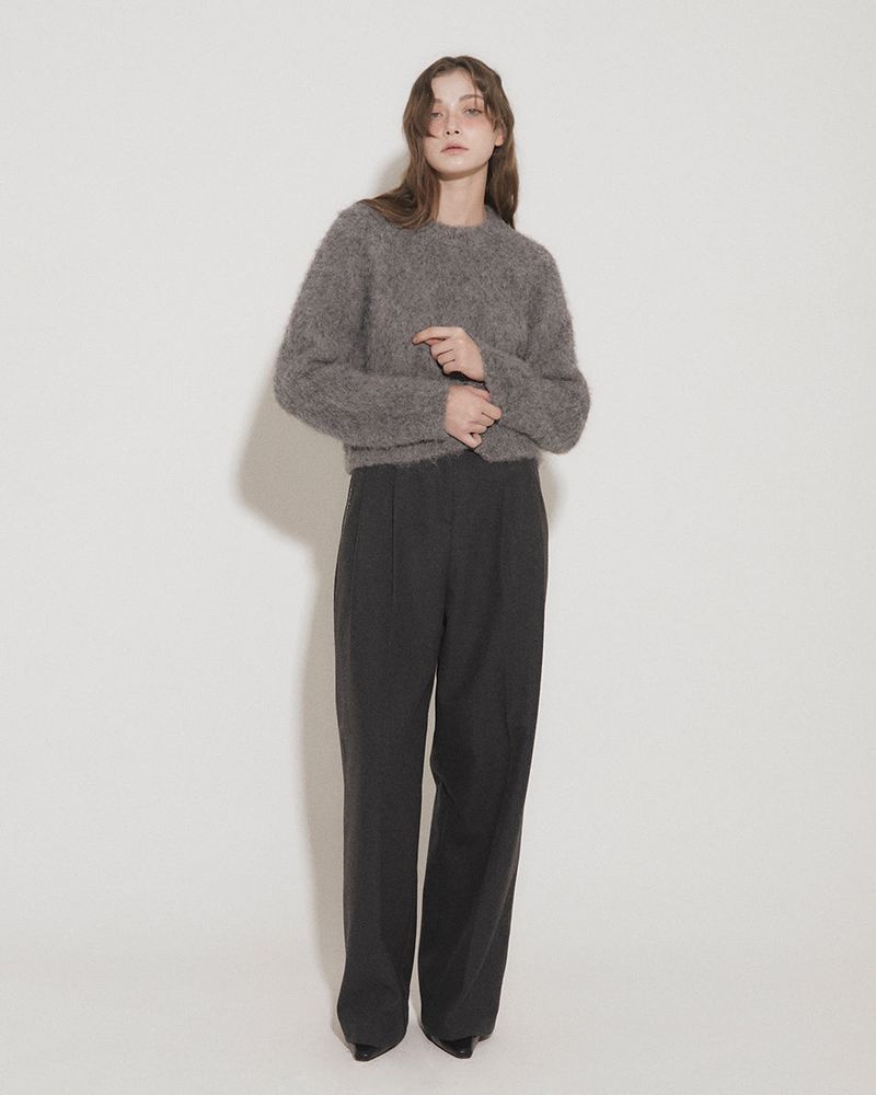 WOOL BRUSHED SWEATER [GRAY]