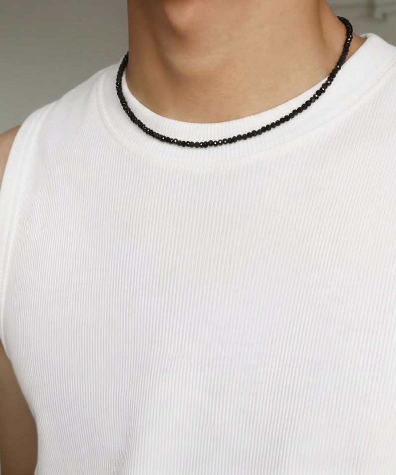 Men’s black beaded necklace_CLEF Pulse NEC
