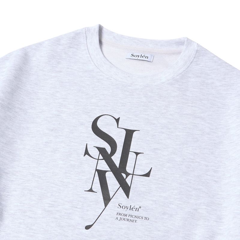 SERIF LAYERED SYMBOL SWEATSHIRTS (LIGHT GRAY)