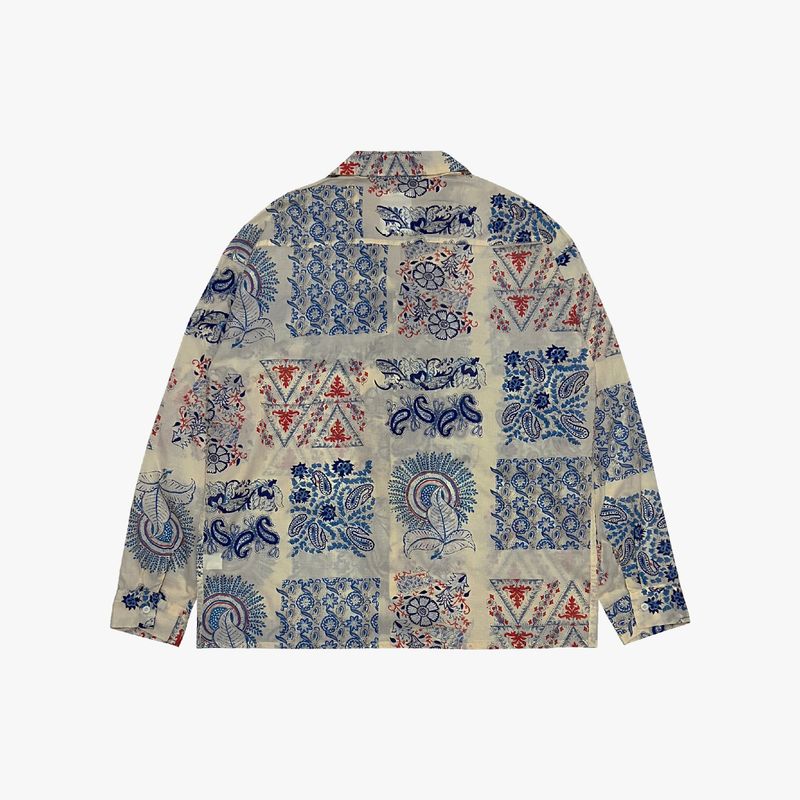 ethnic paisley open collar shirt_blue
