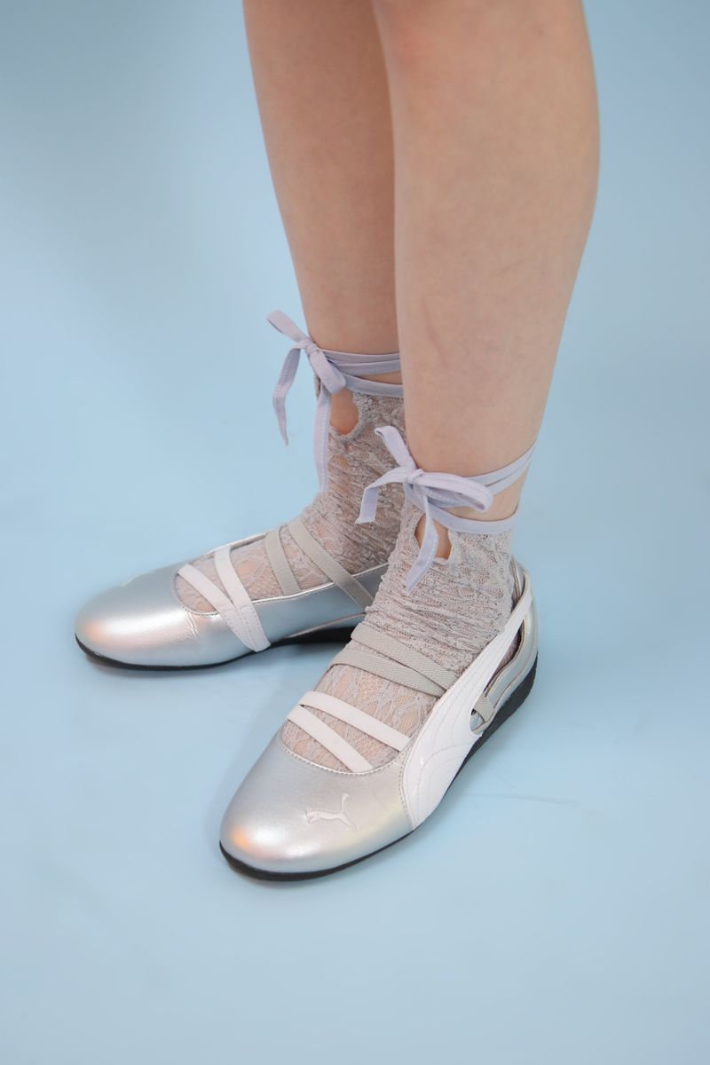 ankle strap lace socks (lavender)