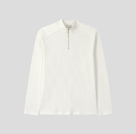 Jireon Half Zip-Up Ribbed Long Sleeve T-Shirt