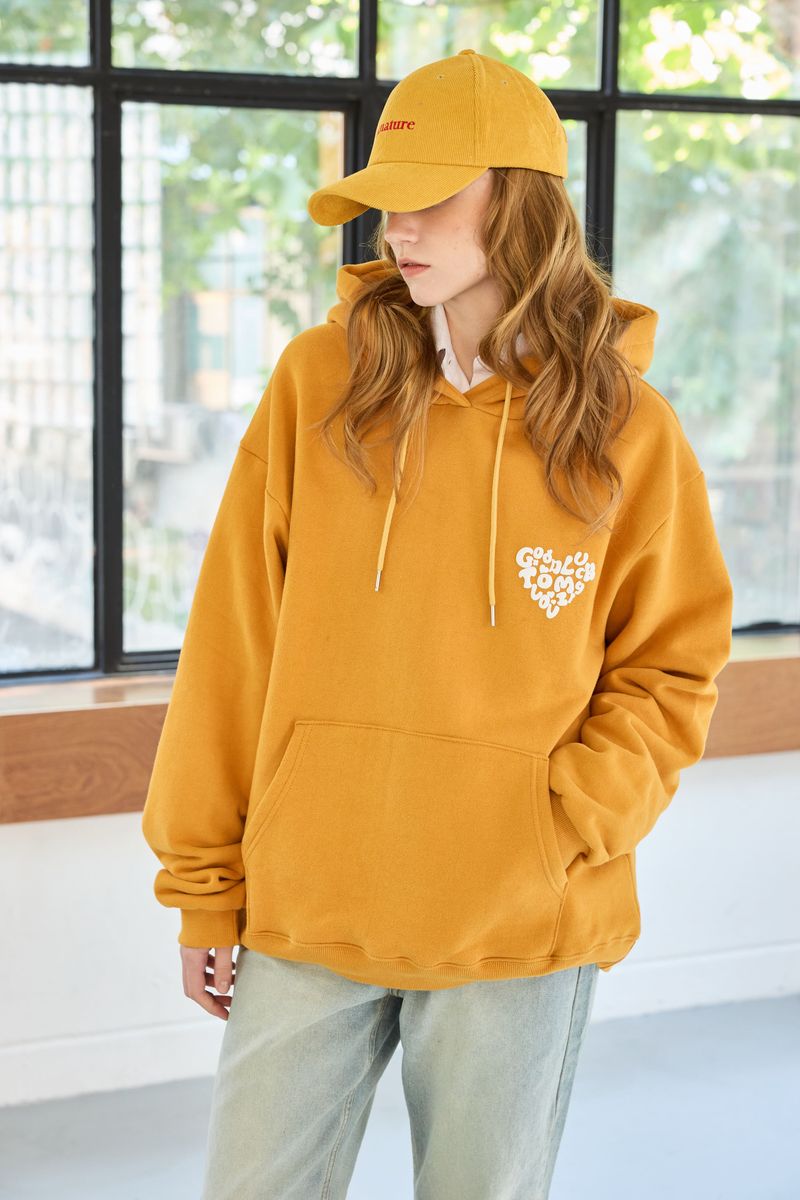 GOODLUCK HEART HOODIE / MUSTARD