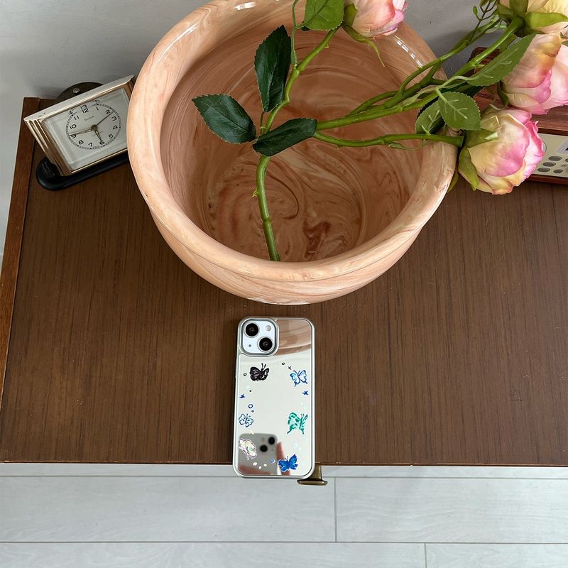 [MADE][Mirror Silver Bumper Case] Butterfly Drawing Mirror Case