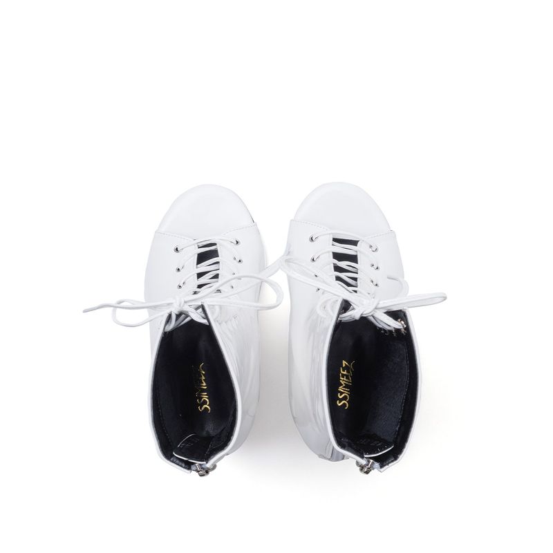 Patent Lace-Up open Toe Heel(White)