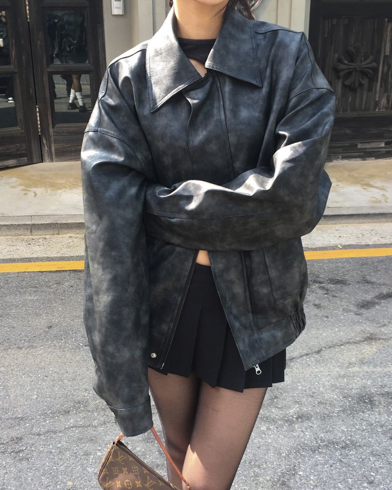 [Made] Rene leather jacket -black