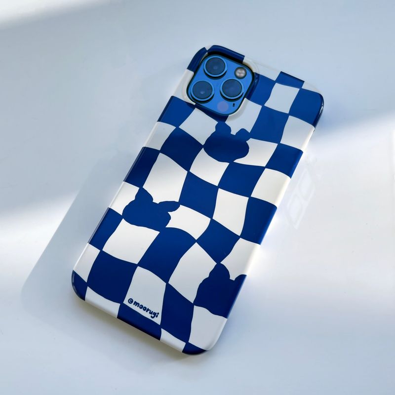 Checkerboard Blue Iphone Bumper case