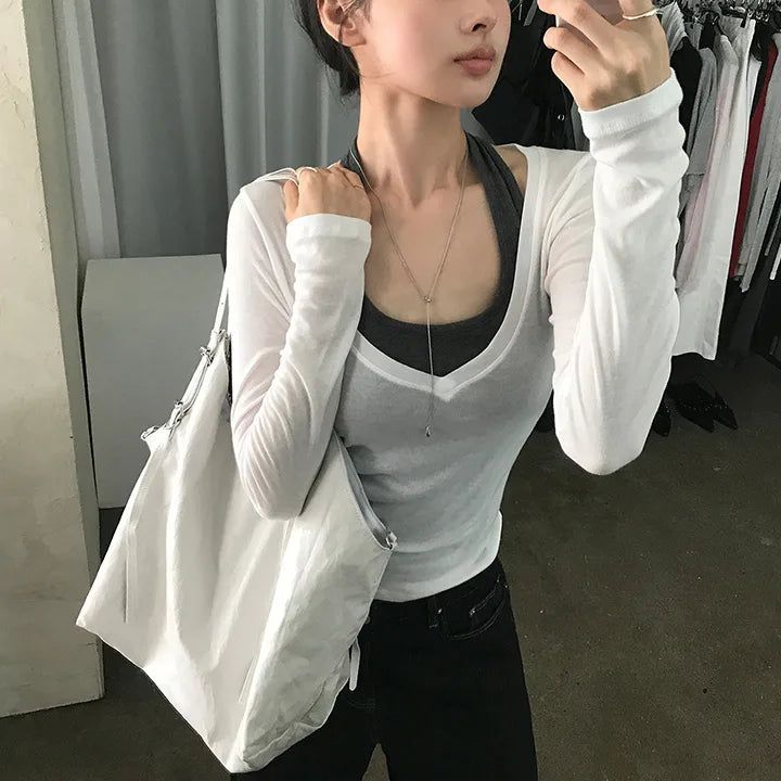 [Ijent] Leather Belt Big Shoulder Bag - 3 Colors
