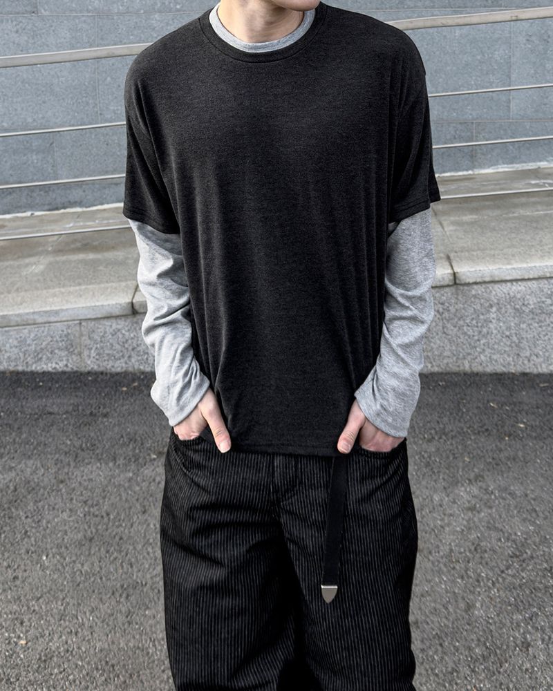 Mix Layered Long Sleeve T-Shirt