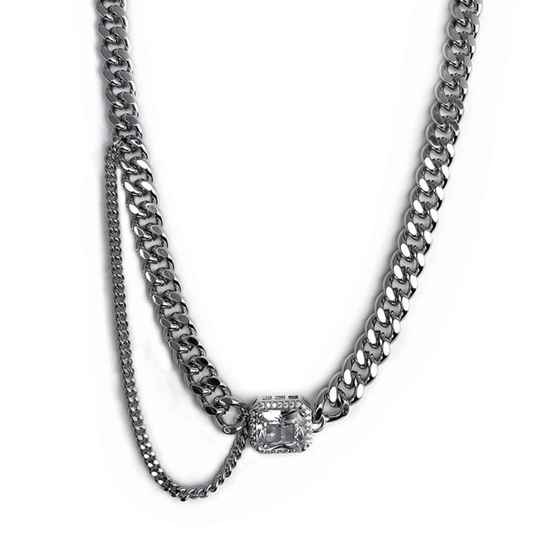 blackpurple（ブラックパープル）の「[Wearing Stray Kids] Square Cubic Chain Necklace - White(Silver)（Accessories）」