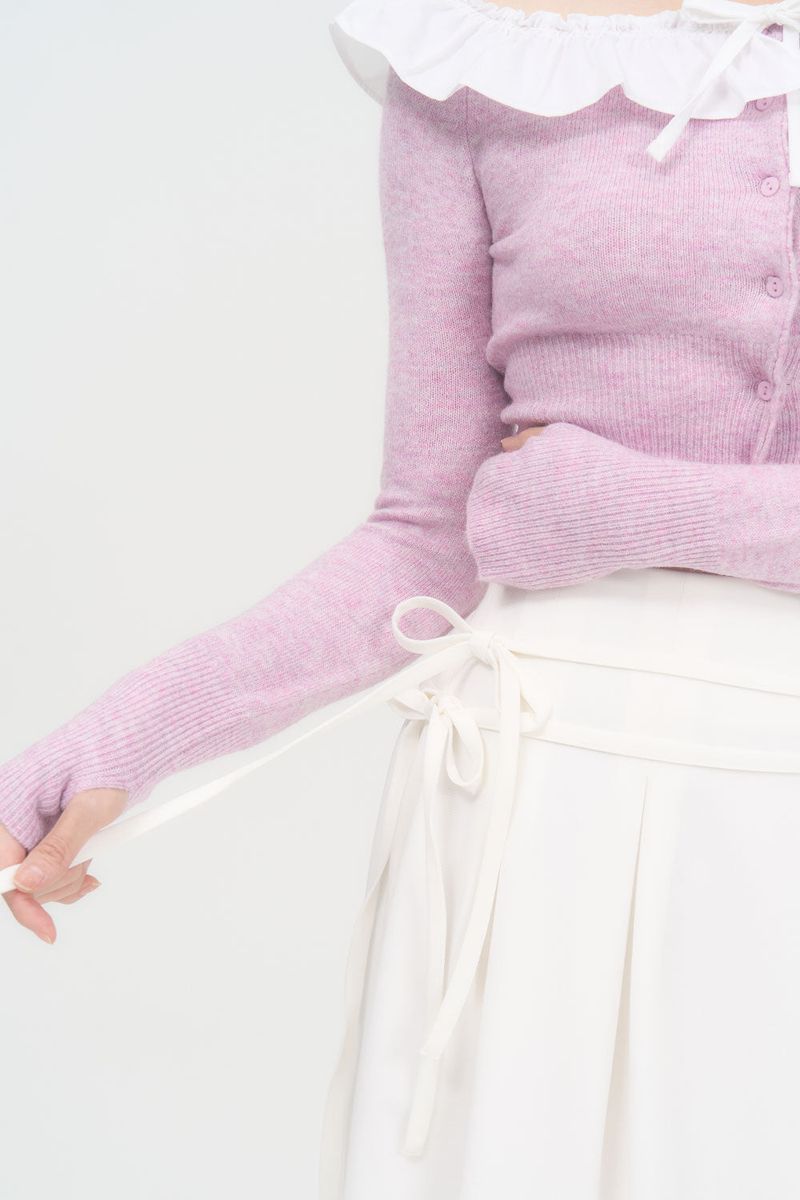 RIBBON FLARE LONG SKIRT (WHITE)