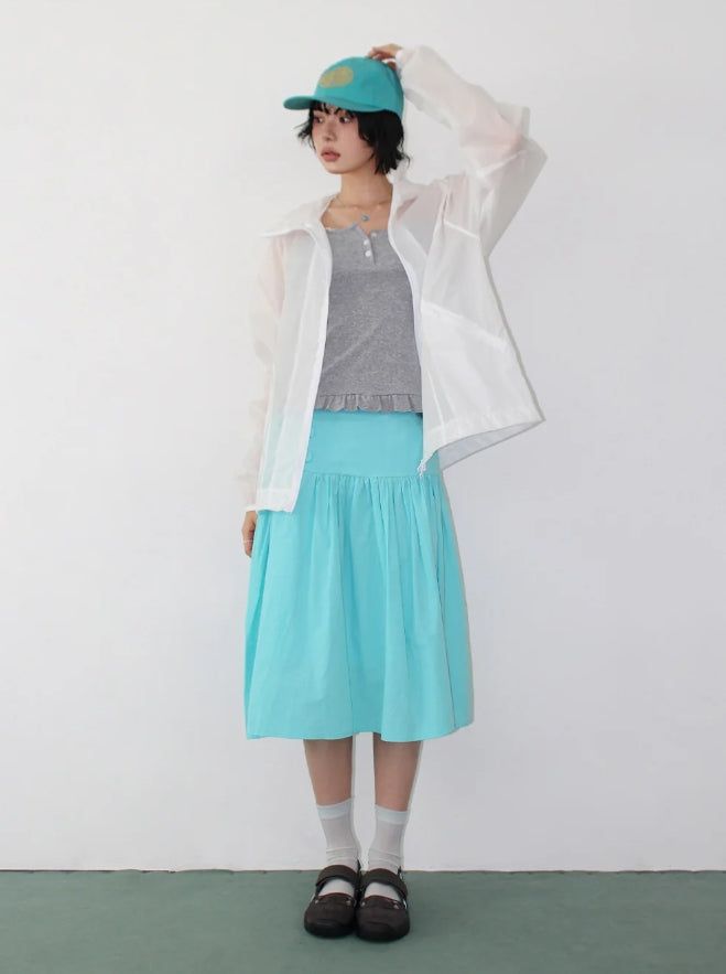 POP BUTTON MIDI SKIRT