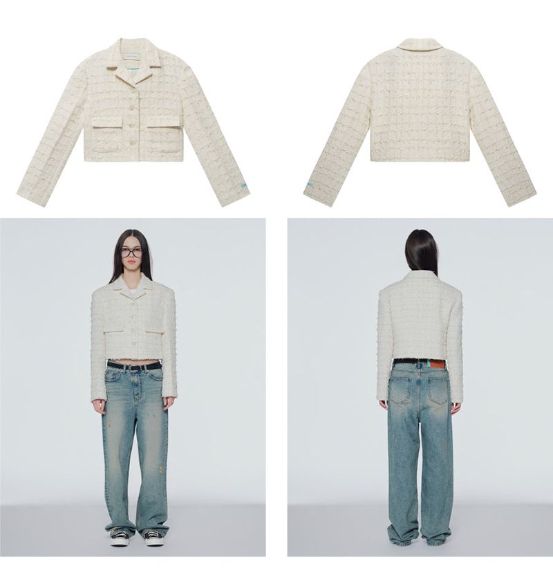 Sequinned cropped tweed jacket
