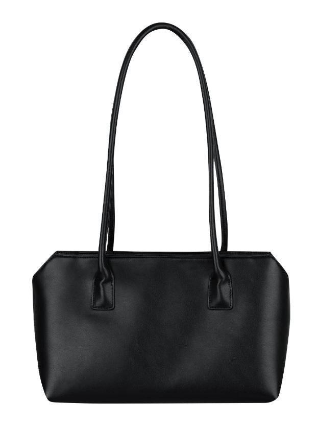 Basic Square Shoulder Bag - Black Leather