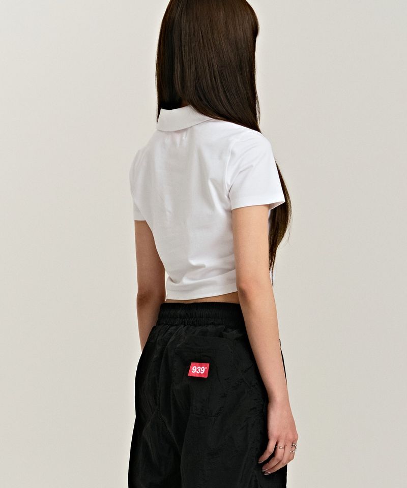 939 LOGO COLLAR CROP TOP (WHITE)