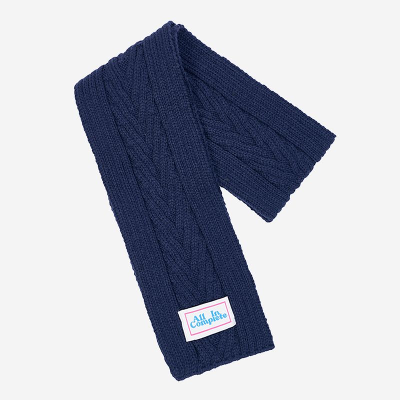 Arrow Knit Mini Muffler (Navy)