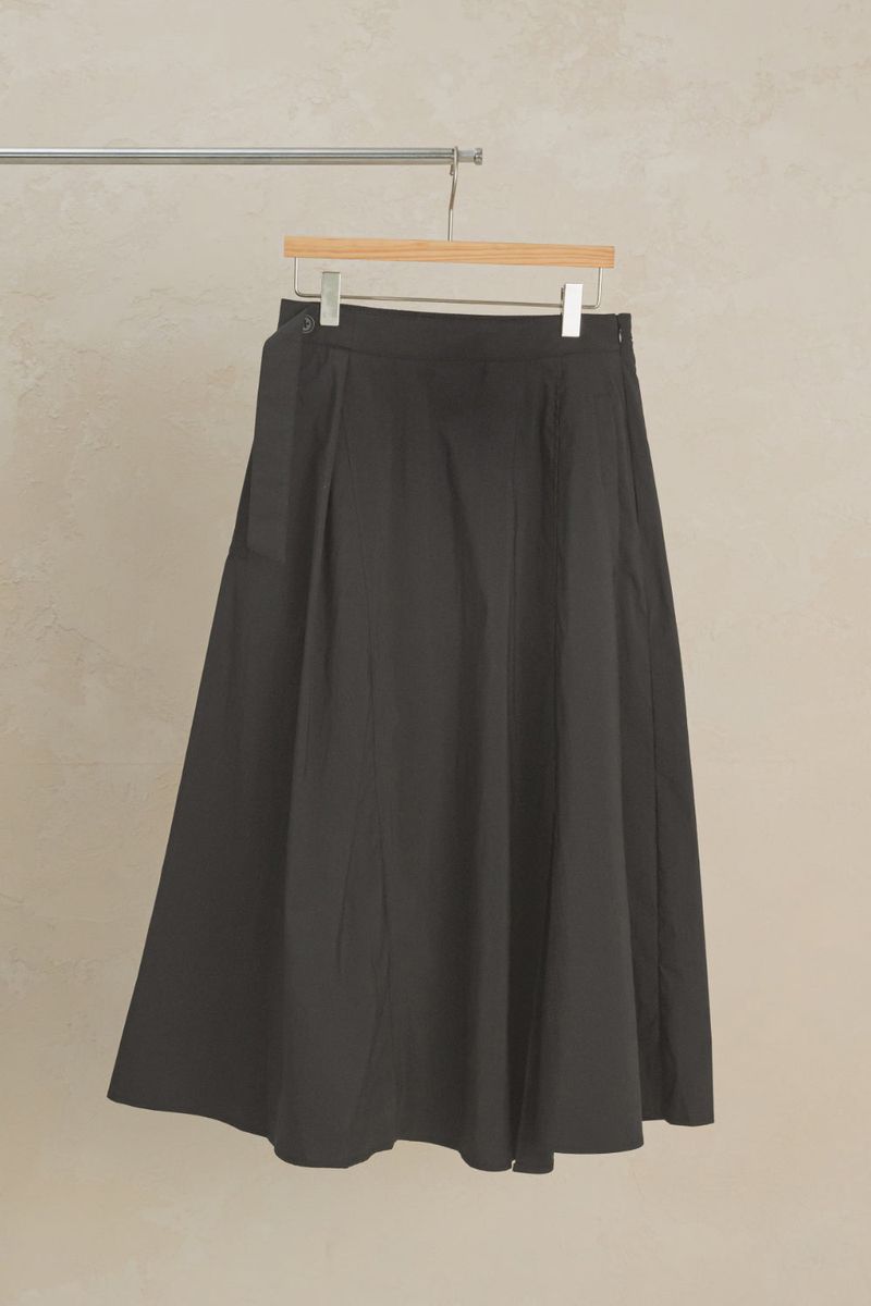 [MADE] Black Strap Long A-line Skirt FREE