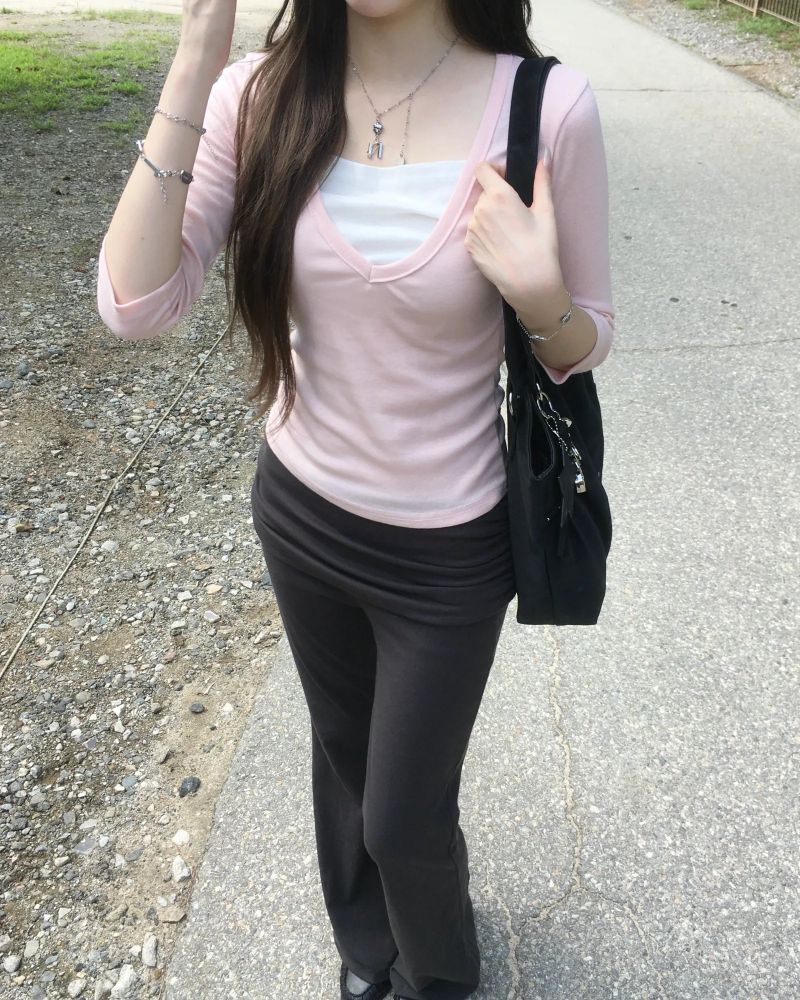 V neck layered T
