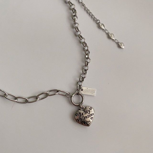 jhi Lettering Heart Two Way Necklace